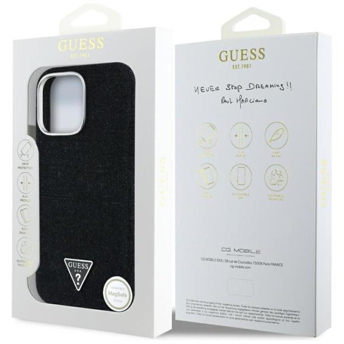 Guess - Guess iPhone 16 Pro Mobilskal MagSafe Denim Triangle - Svart
