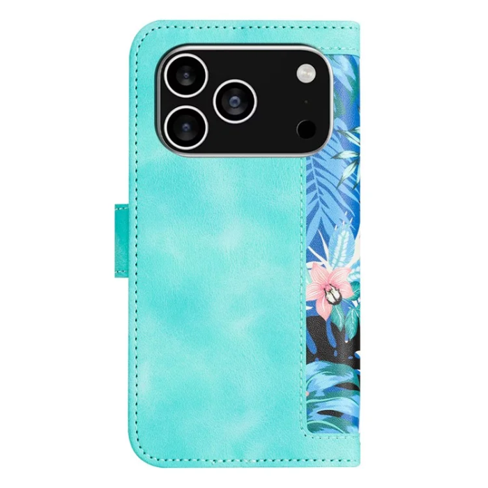 A-One Brand - iPhone 17 Pro Plånboksfodral Floral Konstläder - Grön