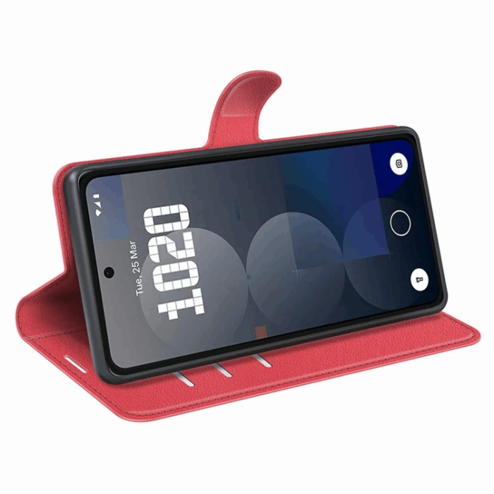 A-One Brand - Nothing Phone (3a) Pro Plånboksfodral Litchi Texture - Röd