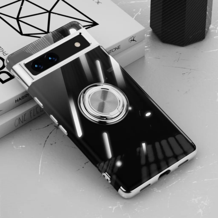 Taltech - Google Pixel 7A Mobilskal Ringhållare Elektropläterat - Silver