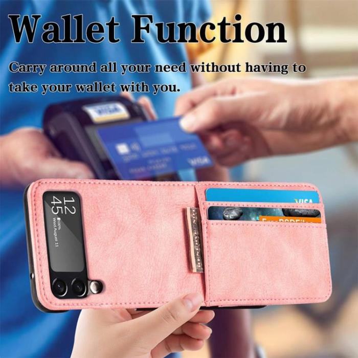 A-One Brand - Galaxy Z Flip 4 Plånboksfodral Portable Folding - Rosa