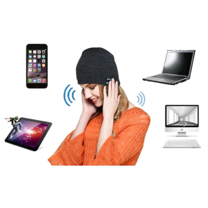 A-One Brand - Beanie Mössa med inbyggt bluetooth-headset - Svart