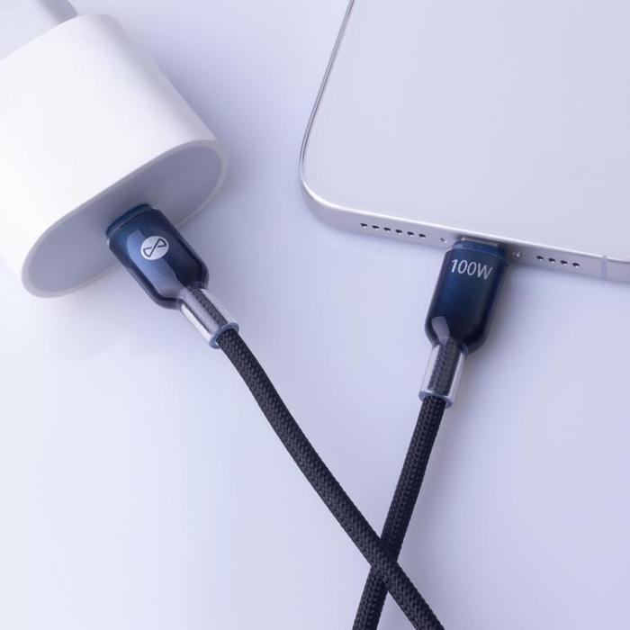 Forever - Forever USB-C Till USB-C 100W Kabel 1m Ombre - Svart