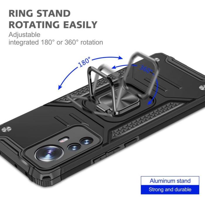 A-One Brand - Metal Kickstand Shockproof Skal Xiaomi 12/12X - Svart