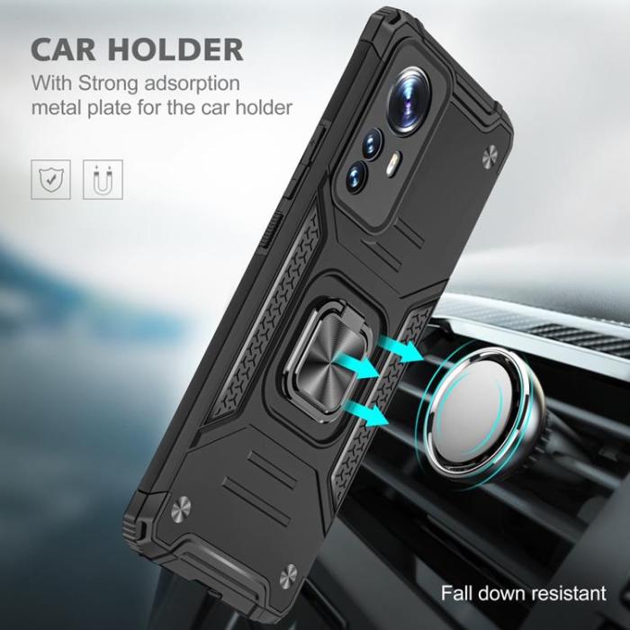 A-One Brand - Metal Kickstand Shockproof Skal Xiaomi 12/12X - Svart