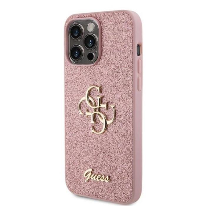 Guess - Guess iPhone 15 Pro Mobilskal Glitter Script Big - Rosa