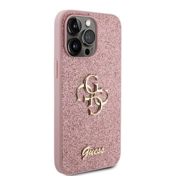 Guess - Guess iPhone 15 Pro Mobilskal Glitter Script Big - Rosa
