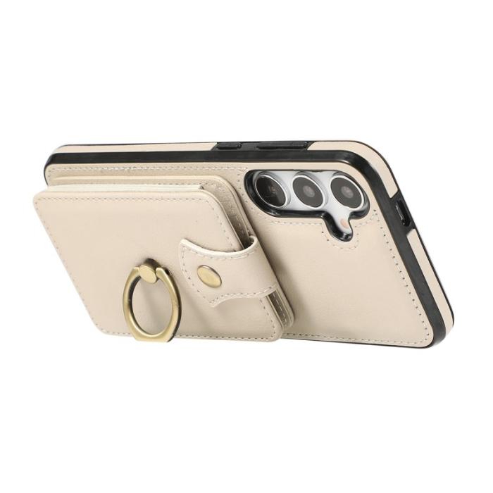 OEM - Mobilfodral för Samsung Galaxy S26 Kortfack Ring Kickstand - Beige