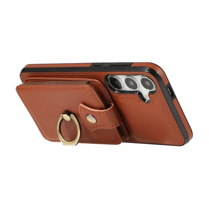 OEM - Mobilfodral för Samsung Galaxy S26 Kortfack Ring Kickstand - Brun