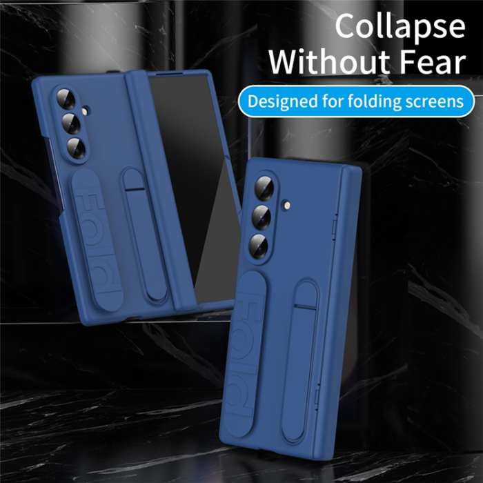 A-One Brand - Mobilskal För Galaxy Z Fold 8 Kickstand med Skärmskydd - Blå