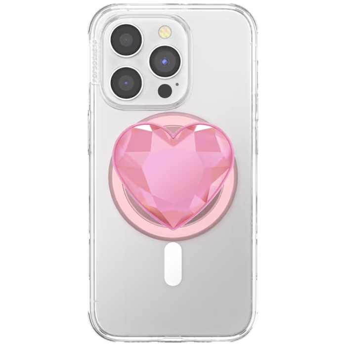 PopSockets - PopSockets MagSafe Popuphållare och Stativ Crystal Heart Grip - Rosa