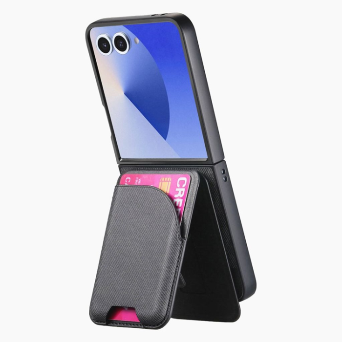 A-One Brand - Galaxy Z Flip 7 Mobilskal Magsafe Korthållare Kickstand - Svart