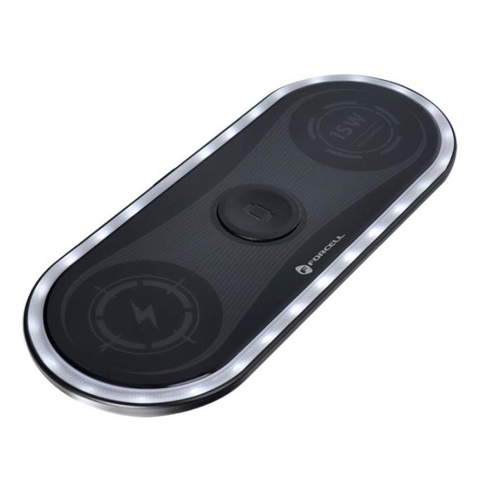 Forcell - Forcell 3-in-1 Trådlös Laddare Induktionsladdare F-Energy 15W - Svart