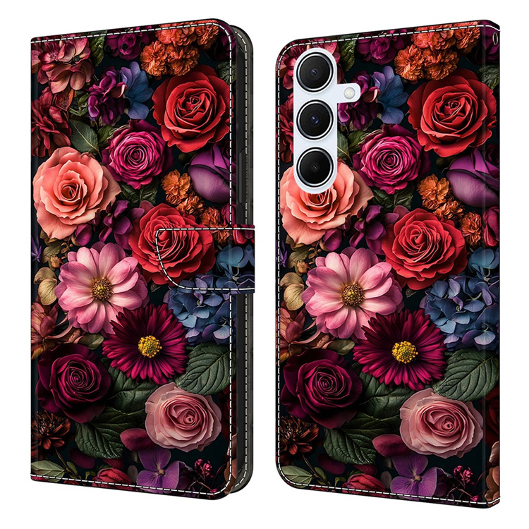 Galaxy A17/A26 Plånboksfodral Konstläder Pattern Printing (Orange/Rosa) | 2353 | AlltMobil
