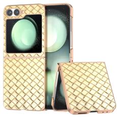 ABEEL - ABEEL Z Flip7 FE 5G Mobilskal Woven Textur L&auml;der Coated Guld