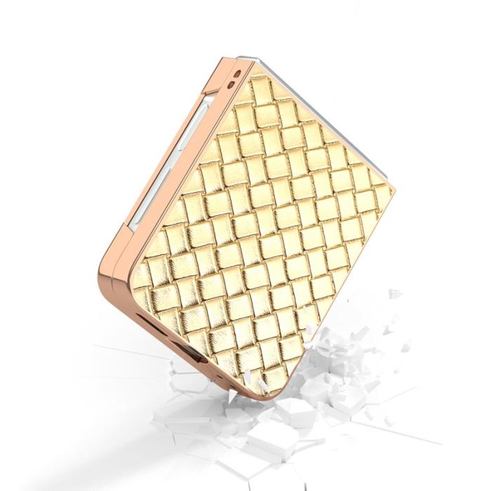 ABEEL - ABEEL Z Flip7 FE 5G Mobilskal Woven Textur Läder Coated Guld