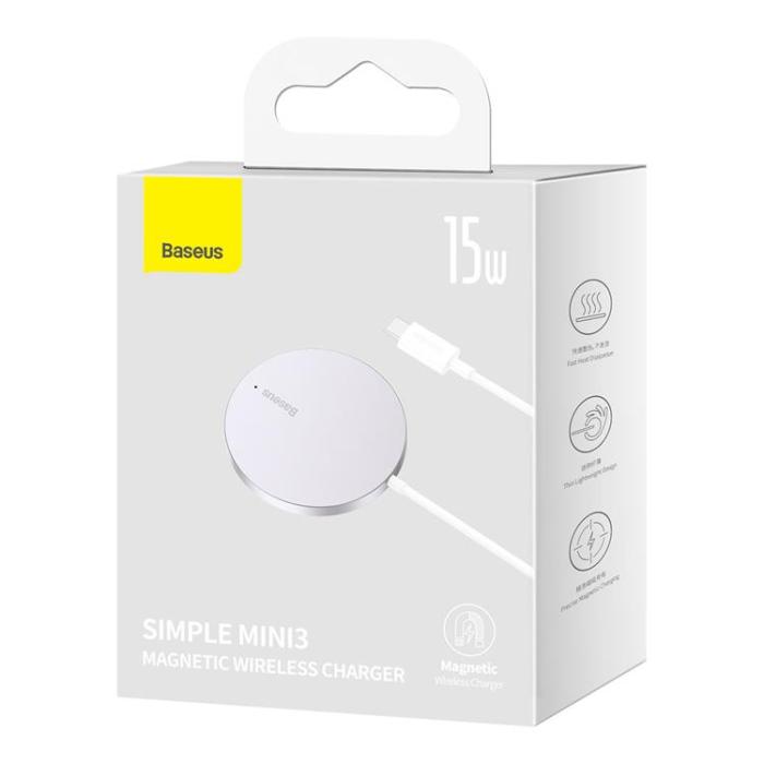 BASEUS - Baseus Mini3 Magsafe Trådlös Laddare Induction 15W- Silver