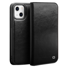 QIALINO - QIALINO iPhone 13 Plånboksfodral Äkta Läder Cowhide - Svart