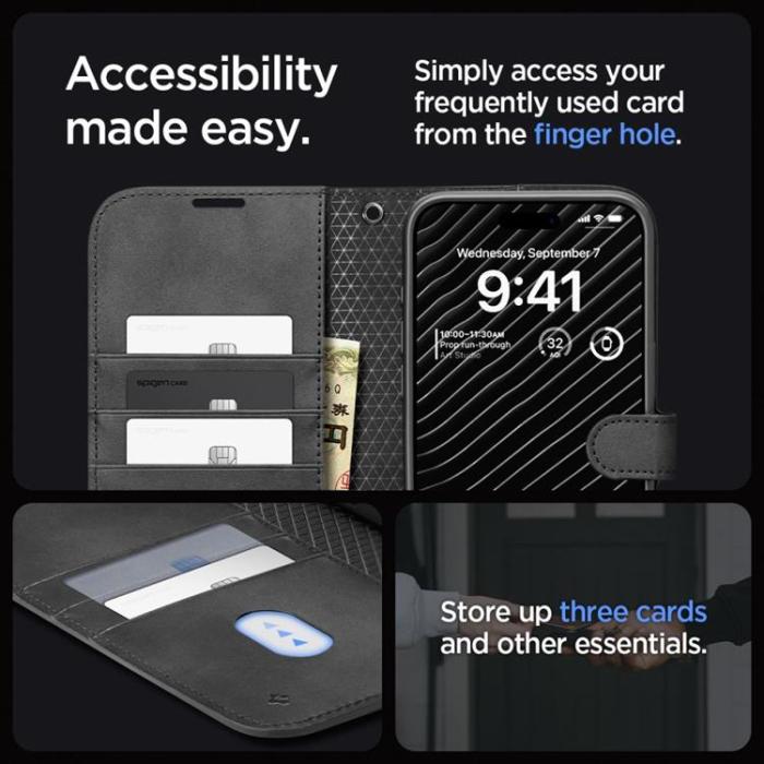 Spigen - Spigen iPhone 15 Pro Plånboksfodral 'S' Pro - Svart