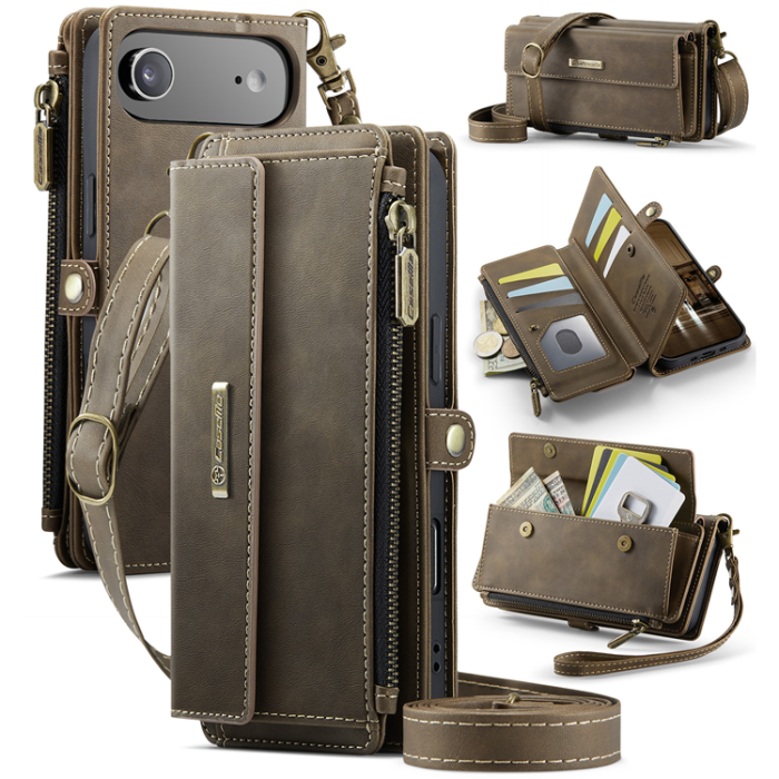 Caseme - CASEME iPhone Air Plånboksfodral Zipper RFID C39 - Brun