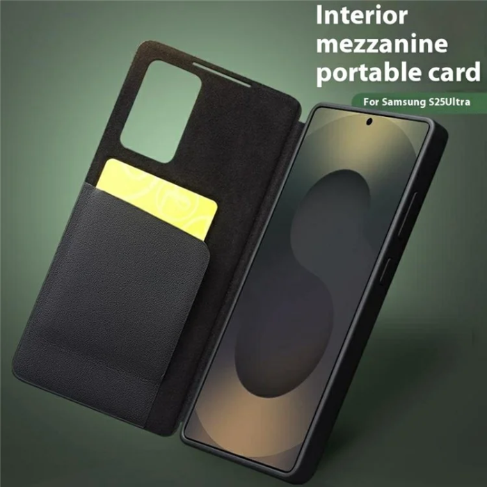 QIALINO - QIALINO Galaxy S25 Ultra Plånboksfodral Äkta läder - Grön