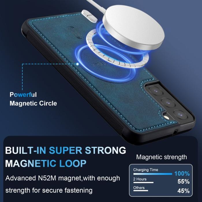 LC.imeeke - LC.IMEEKE L6 Fodral för Samsung Galaxy S22 5G KonstLäder - Blå
