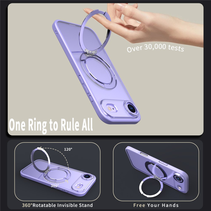 A-One Brand - iPhone Air Mobilskal Ring Kickstand TPU PC Clear - Lila