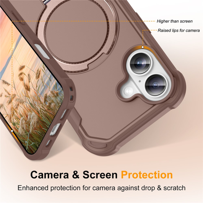 A-One Brand - iPhone 17 Mobilskal MagSafe TPU+PC Kickstand Shockproof - Guld