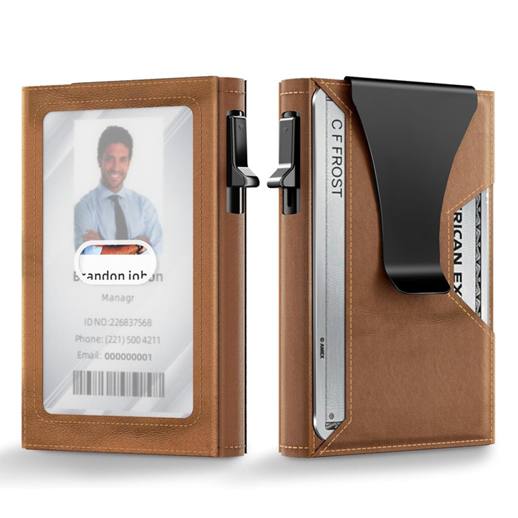 Minimalistisk ID Window Korthållare i Äkta Läder (Ljusbrun) | 2353 | AlltMobil
