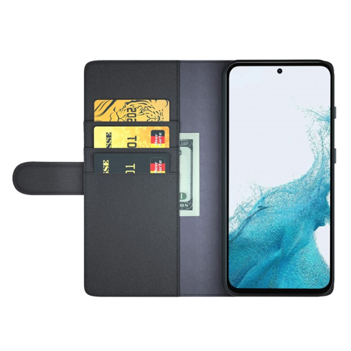 A-One Brand - Galaxy A34 5G Plånboksfodral Äkta Läder Folio Flip - Svart