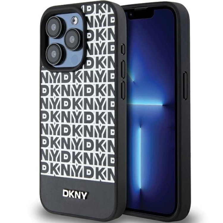 DKNY iPhone 15 Pro Max Mobilskal Magsafe Läder Printed Pattern Metal Logo | 2353 | AlltMobil