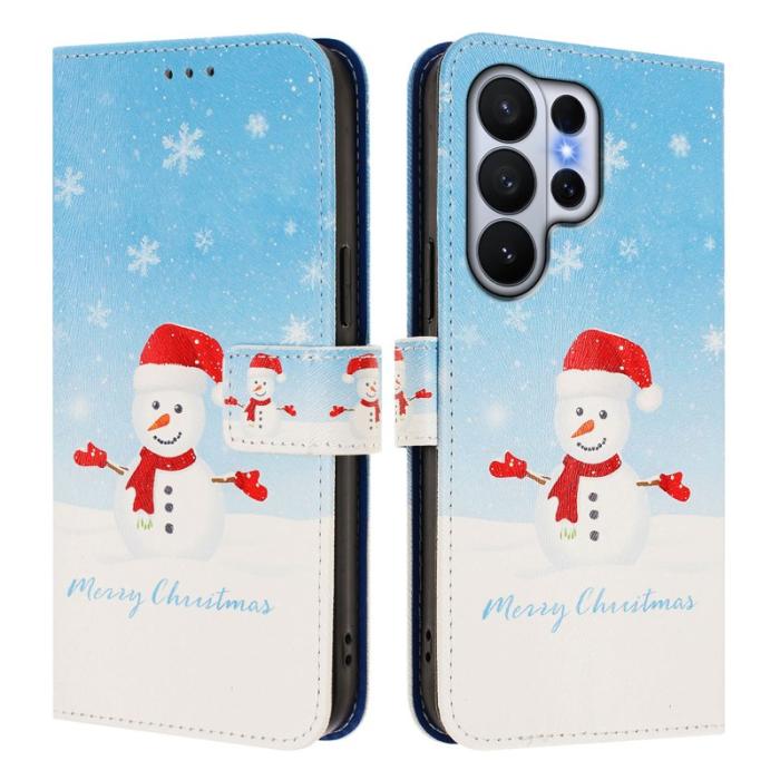 OEM - Samsung Galaxy S26 Ultra Fodral Konstläder Julmönster - Snöflinga Snögubbe
