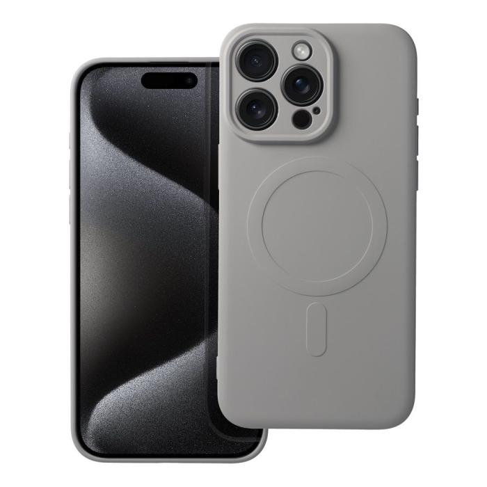 OEM - iPhone 15 Pro Max Mobilskal Magsafe Silikon - Titanium Grå