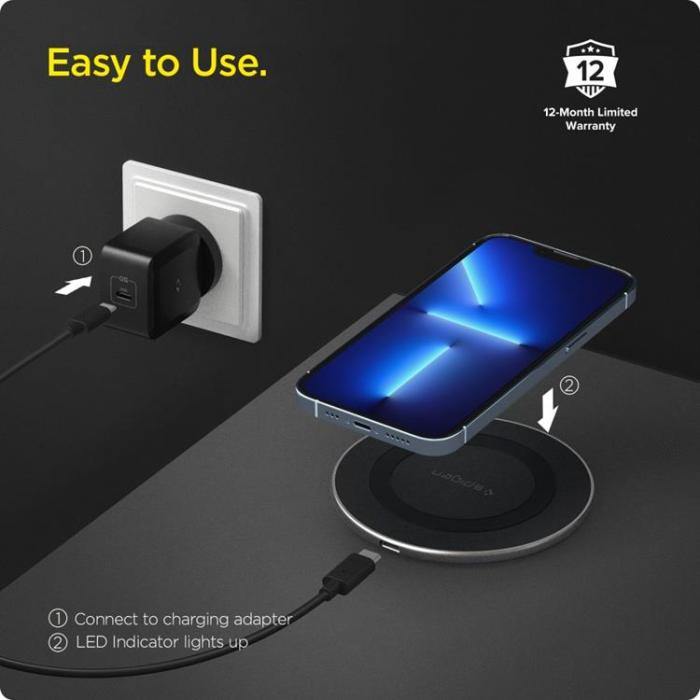 UTGATT - Spigen Trådlös Laddare 15W PF2104G - Svart