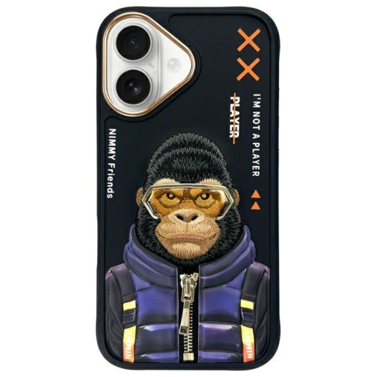 Nimmy iPhone 16 Mobilskal Cool & Cute 2.0 Monkey - Svart | 2353 | AlltMobil