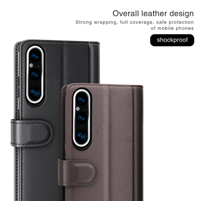 OEM - Sony Xperia 1 V Plånboksfodral Äkta Läder Flip - Svart