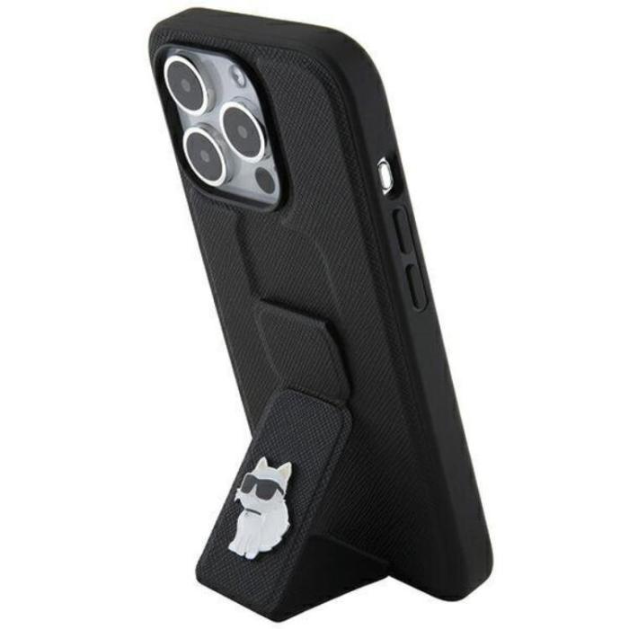 KARL LAGERFELD - Karl Lagerfeld iPhone 14 Pro Max Mobilskal Gripstand Saffiano Choupette Pins