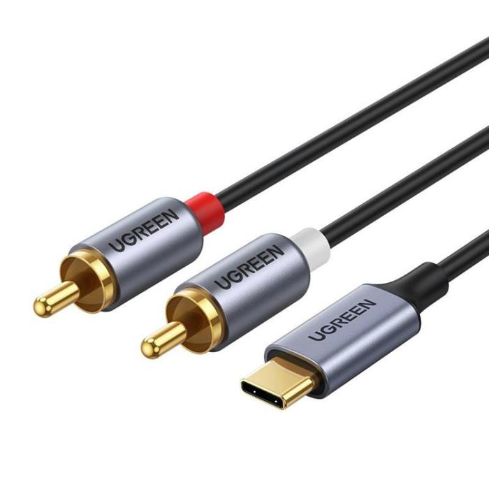 Ugreen - Ugreen Audio Kabel USB-C Hane 2RCA Hane 1.5m - Grå
