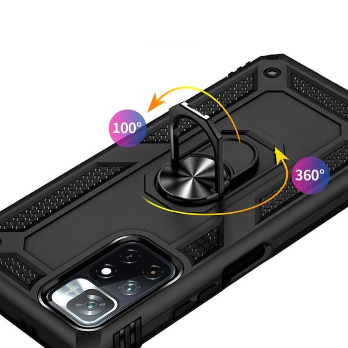 A-One Brand - Tough ring kickstand skal till Xiaomi 11T/11T Pro - Svart