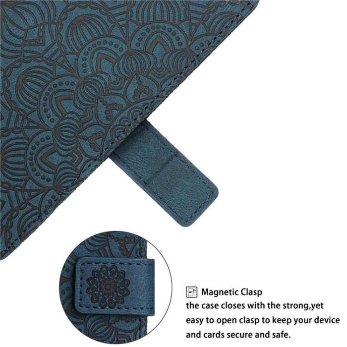A-One Brand - Galaxy A14 5G/4G Plånboksfodral Mandala Flower Imprinted - Blå