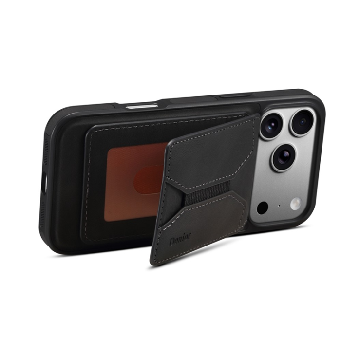 DENIOR - DENIOR D17 iPhone 17 Pro Mobilskal MagSafe Kortpåse - Svart
