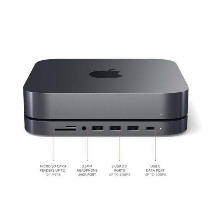 Satechi - Satechi aluminiumstativ och hubb för Mac Mini
