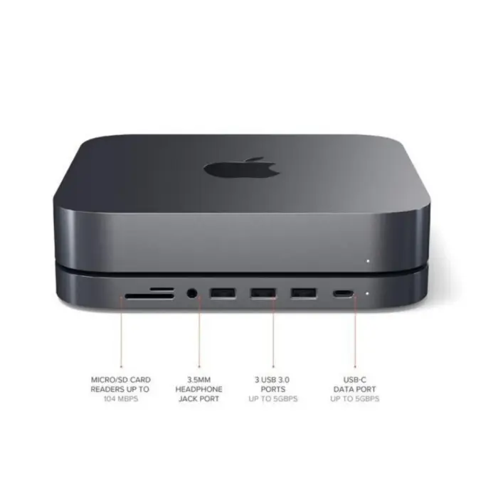 Satechi - Satechi aluminiumstativ och hubb för Mac Mini