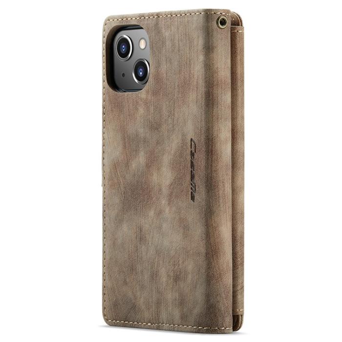 Caseme - CASEME iPhone 15 Plus Plånboksfodral C30 Zipper - Brun
