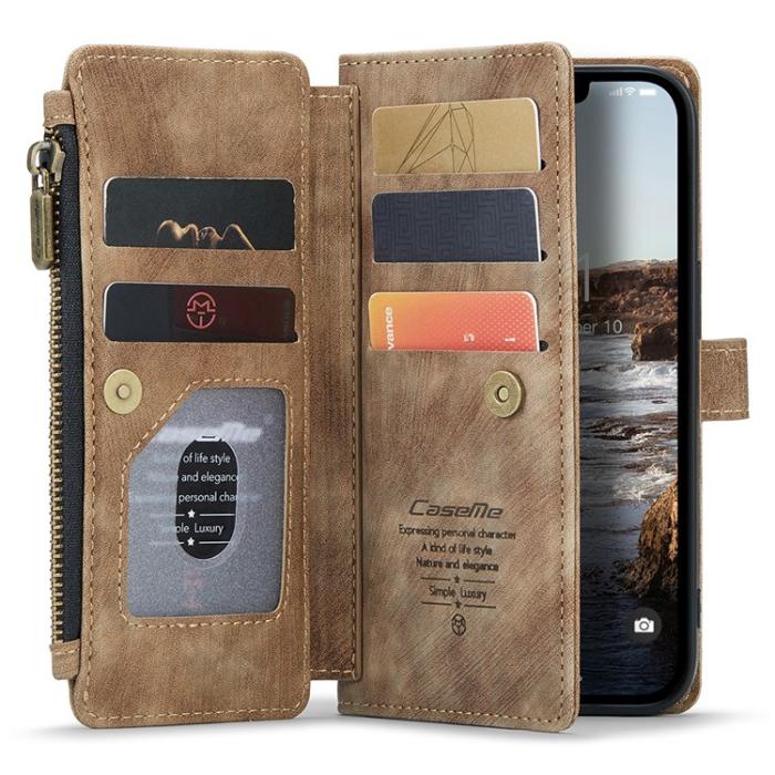 Caseme - CASEME iPhone 15 Plus Plånboksfodral C30 Zipper - Brun