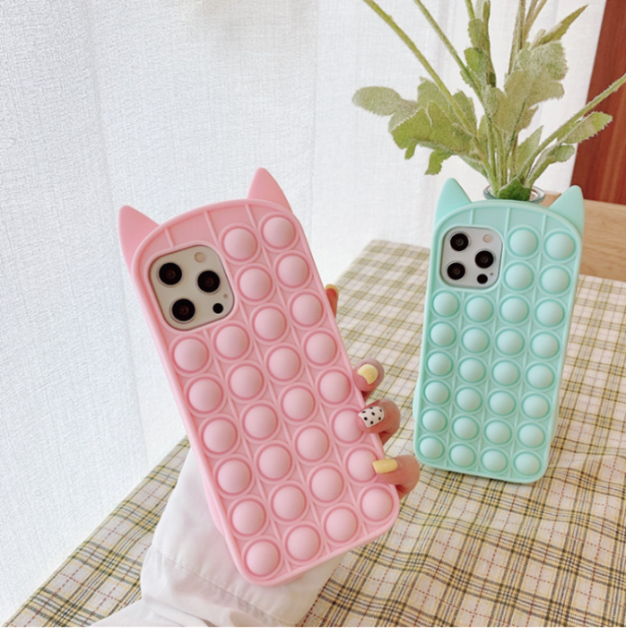 Fidget Toys - Katt Pop it Fidget Multicolor Skal till iPhone 11