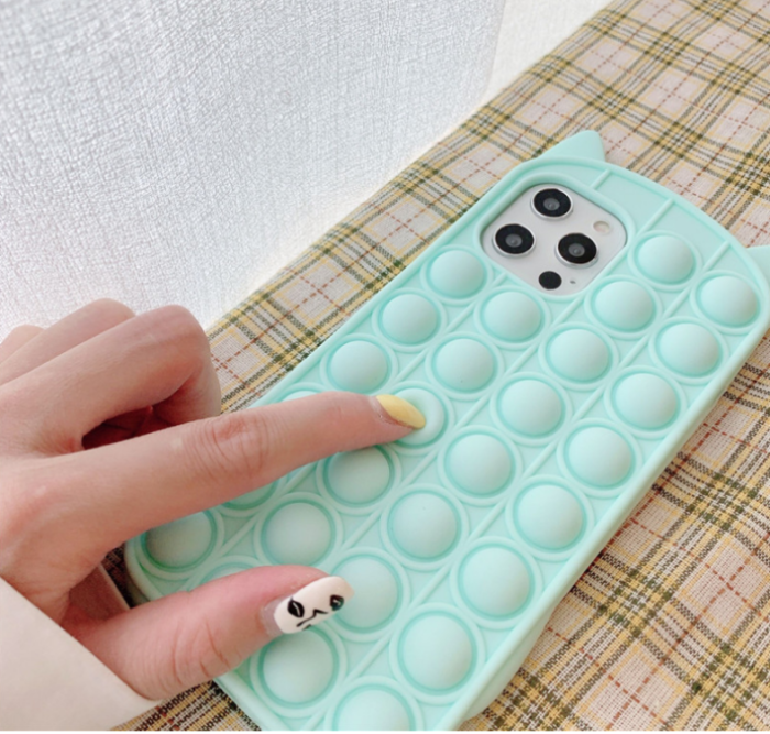 Fidget Toys - Katt Pop it Fidget Multicolor Skal till iPhone 11