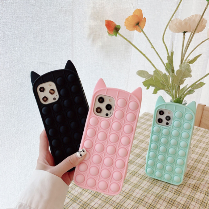 Fidget Toys - Katt Pop it Fidget Multicolor Skal till iPhone 11