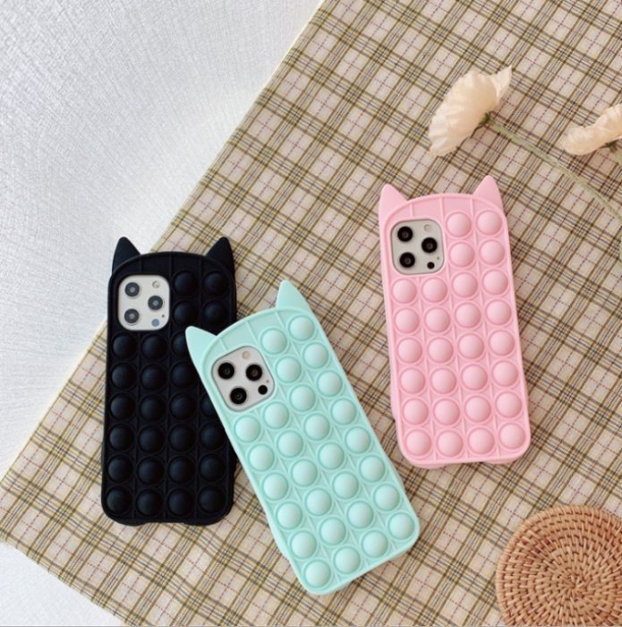 Fidget Toys - Katt Pop it Fidget Multicolor Skal till iPhone 11
