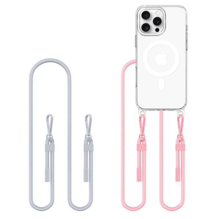 Tech-Protect - Tech-Protect iPhone 16 Pro Mobilhalsband Skal Magsafe Flexair - Grå/Rosa